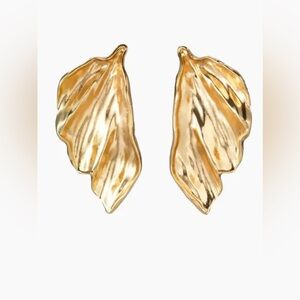 ZARA LEAF SHAPED GOLD TONE EARRINGS